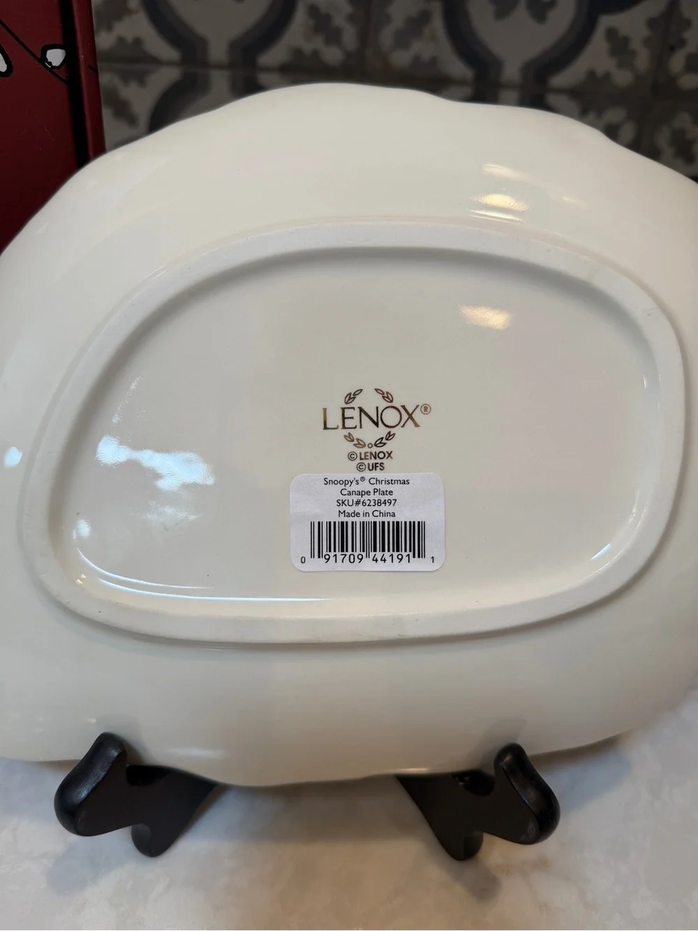 LENOX 2004 “SNOOPY'S CHRISTMAS” CANAPE PLATE 24K Gold Gilding- NEW IN ORIG BOX